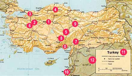 Map of relocation centers for Armenians