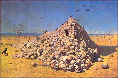 Vassili Vereshchagin's "The Apotheosis of War," altered to appear as photographic evidence for the Armenian "Genocide"