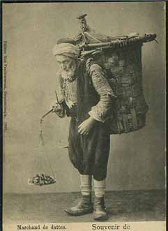 A Turkish fruit vendor; this one sold dates. Postcard published by Max Fruchtermann 