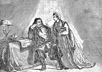 Catherine I consoles Peter the Great regarding the disastrous battle against the Turks