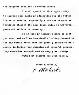 Second page of Ataturk's letter to FDR