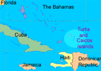 Map of Turks and Caicos Islands
