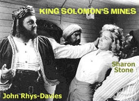 John Rhys-Davies menaces Sharon Stone in KING SOLOMON'S MINES