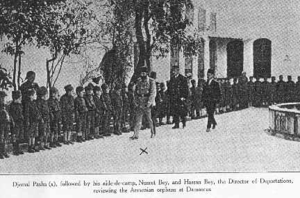 Djemal Pasha reviewing orphans