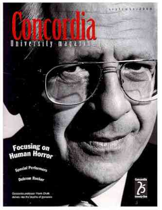 Frank Chalk, cover of Concordia University Magazine