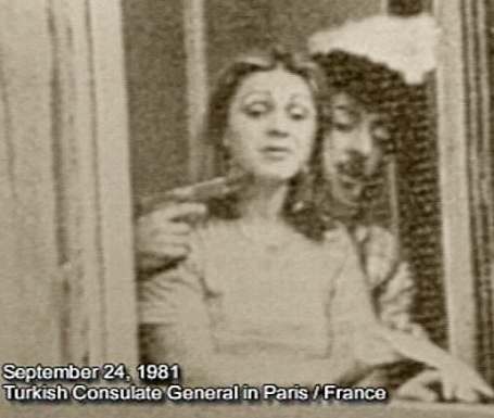 Woman held hostage by Armenian terrorists  in  Paris' Turkish embassy, Sept. 24, 1981