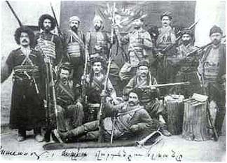 Armenian commander VARTAN (S. Mehrabian) with a few of his men
